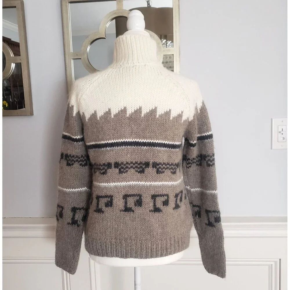 Zara Made in Italy Oversize Chunky Nordic Alpaca Llama Wool Turtleneck Sweater M - Picture 6 of 12